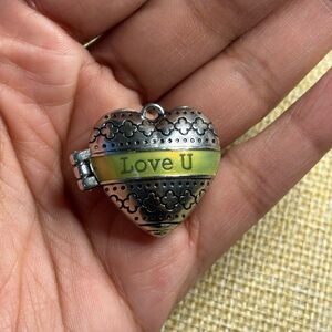 Heart-Shaped Silver and Gold Locket Pendant Box Charm GANZ